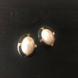 Oval, Pearl-like Stud Earrings